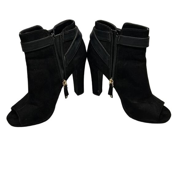 Sam Libby Black Suede Booties peep toe Size 9 Preowned - Picture 3 of 10